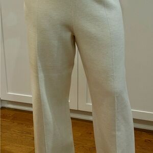 Aritzia Cream Knit Wide Leg Pants